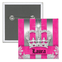 Plata de princesa Crown Pink Stripes Brooch de la 