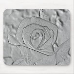 Plata del capullo de rosa grabada en relieve tapete de ratón