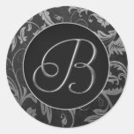 Plata del monograma B y sello negro del boda del d Pegatinas