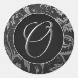 Plata del monograma O y sello negro del boda del d Pegatinas