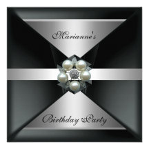 Plata elegante y blanco del cumpleaños de la joya  comunicado personal  