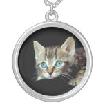 Plata esterlina pendiente del gatito de la foto li