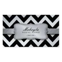 Plata metalizada elegante y modelo negro de Chevro Tarjetas De Visita