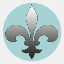 PLATA redonda de los pegatinas de la flor de lis