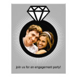 Platino el fiesta de compromiso de la foto del ani invitaciones personalizada