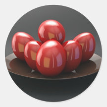 plato de huevos etiquetas redondas
