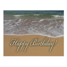 Playa de la arena del feliz cumpleaños postales