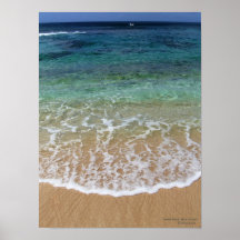Playa de la puesta del sol, Oahu, Hawaii Poster