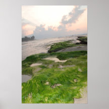 Playa de la puesta del sol poster