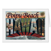 Playa de Poipu, Hawaii - escenas grandes de la let Tarjeta