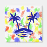 playa smileblue.png de la hamaca de la palma iman de frigorífico
