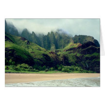 Playa y cascada de Kalalau Felicitación