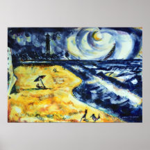 Playa y faro impresiones