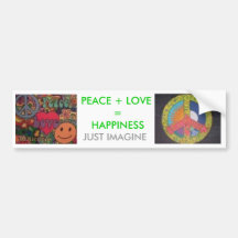 plh2, phl3, PAZ + AMOR = FELICIDAD, APENAS IM… Etiqueta De Parachoque