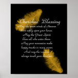 Pluma de oro de la bendición cherokee en negro posters