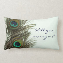¿Pluma del pavo real usted me casará? Almohada