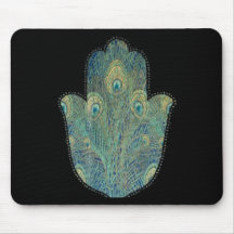 Pluma Hamsa del pavo real Tapete De Raton