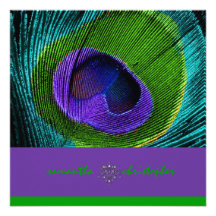 Pluma psicodélica del pavo real de PixDezine Invitacion Personal