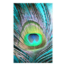 Plumas del pavo real en la turquesa papeleria personalizada