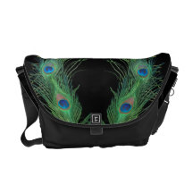Plumas verdes con negro bolsa de mensajeria 