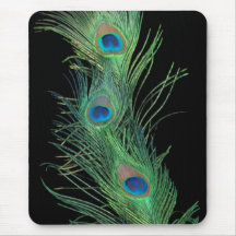 Plumas verdes con negro tapete de raton