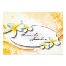 Plumeria elegante del vintage de la invitación del