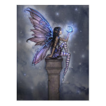 Poca postal de hadas de la fantasía de la luna azu