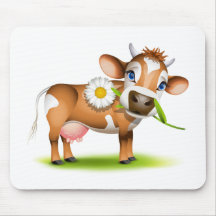 Poca vaca del jersey que come la margarita tapetes de raton