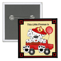Poco bombero de Dalmation - personalizar Pin