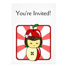 Poco chica de Kawaii Apple con las semillas Comunicado Personal