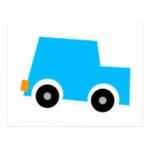 Poco coche azul tarjetas postales