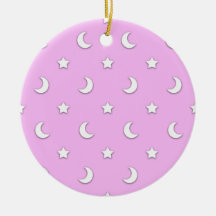 Poco estrellas y lunas blancas en rosa adorno de navidad