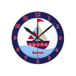 Poco reloj de pared personalizado velero (marina d reloj de pared