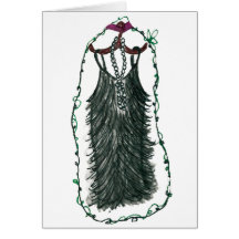 Poco vestido negro para la aleta tarjeta