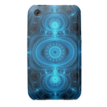Poder azul, fractal abstracto iPhone 3 Case-Mate protector