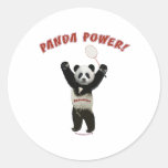 Poder de la panda del bádminton pegatinas redondas