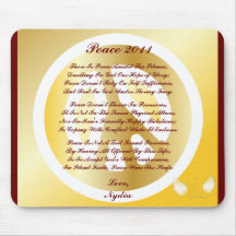 Poema 2011 de la paz en un Mousepad-Personalizar Alfombrilla De Raton