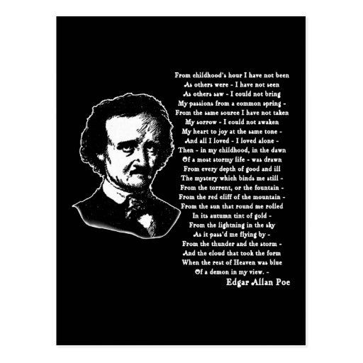 Poema de Edgar Allan Poe SOLO Postal | Zazzle