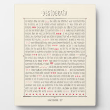 Poema inspirado de los desiderátums placa para mostrar
