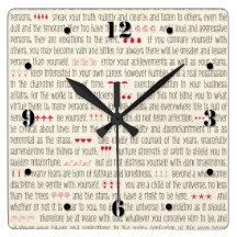 Poema inspirado de los desiderátums relojes de pared