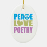 Poesía del amor de la paz ornamentos de navidad