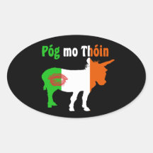 Pog MES Thoin - humor irlandés Calcomanías Ovaladas Personalizadas