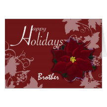 Poinsettia del rojo de la tarjeta de Navidad de Br