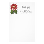 Poinsettia rojo del navidad del vintage con las ho  papeleria de diseño