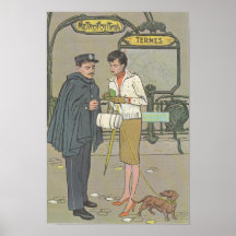 Policía francés que da direcciones posters