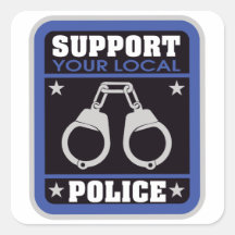 Policía local de la ayuda colcomanias cuadradass