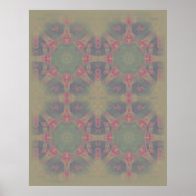 Polígonos del fractal del vintage azules poster