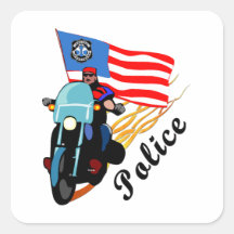 Polis del motorista calcomania cuadradas personalizada