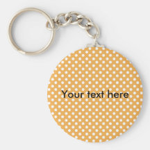 Polkadots blancos en el naranja llaveros personalizados