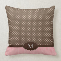 Polkadots marrones rosados + raya la almohada del 